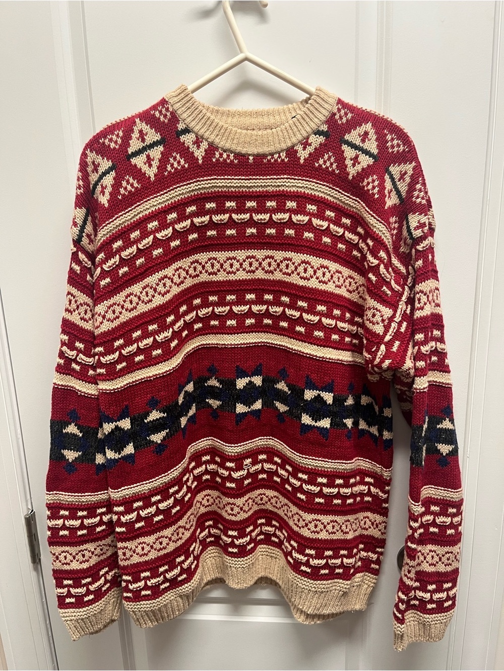 Vintage Structure chunky fair aisle, geometric knit pullover sweater 90’s SZ S